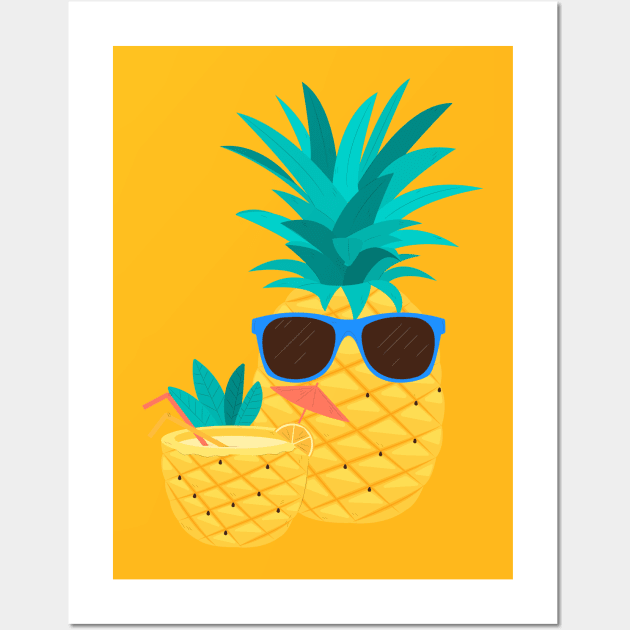 Hawaiian Pineapple T-Shirt with Sunglasses – Cool Tee Shirt Wall Art by AzPro